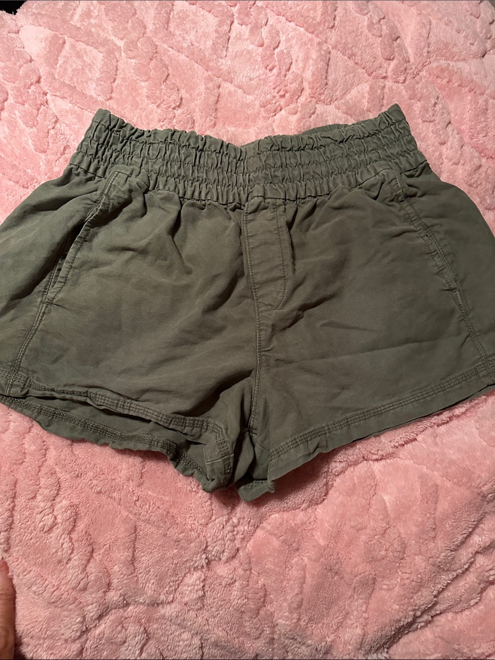 Olive Green Women's Elastic-Waist Shorts